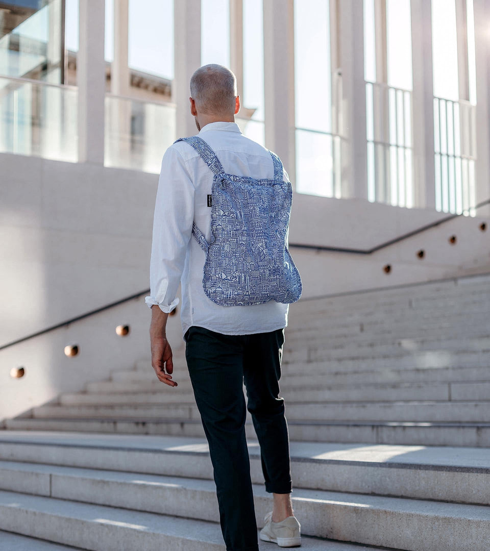 Notabag Hello World – Raw/Blue - Notabag - convertible bag - bag & backpack - reusable bag