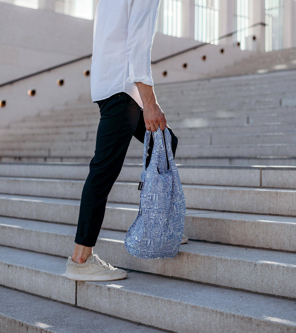Notabag Hello World – Raw/Blue - Notabag - convertible bag - bag & backpack - reusable bag