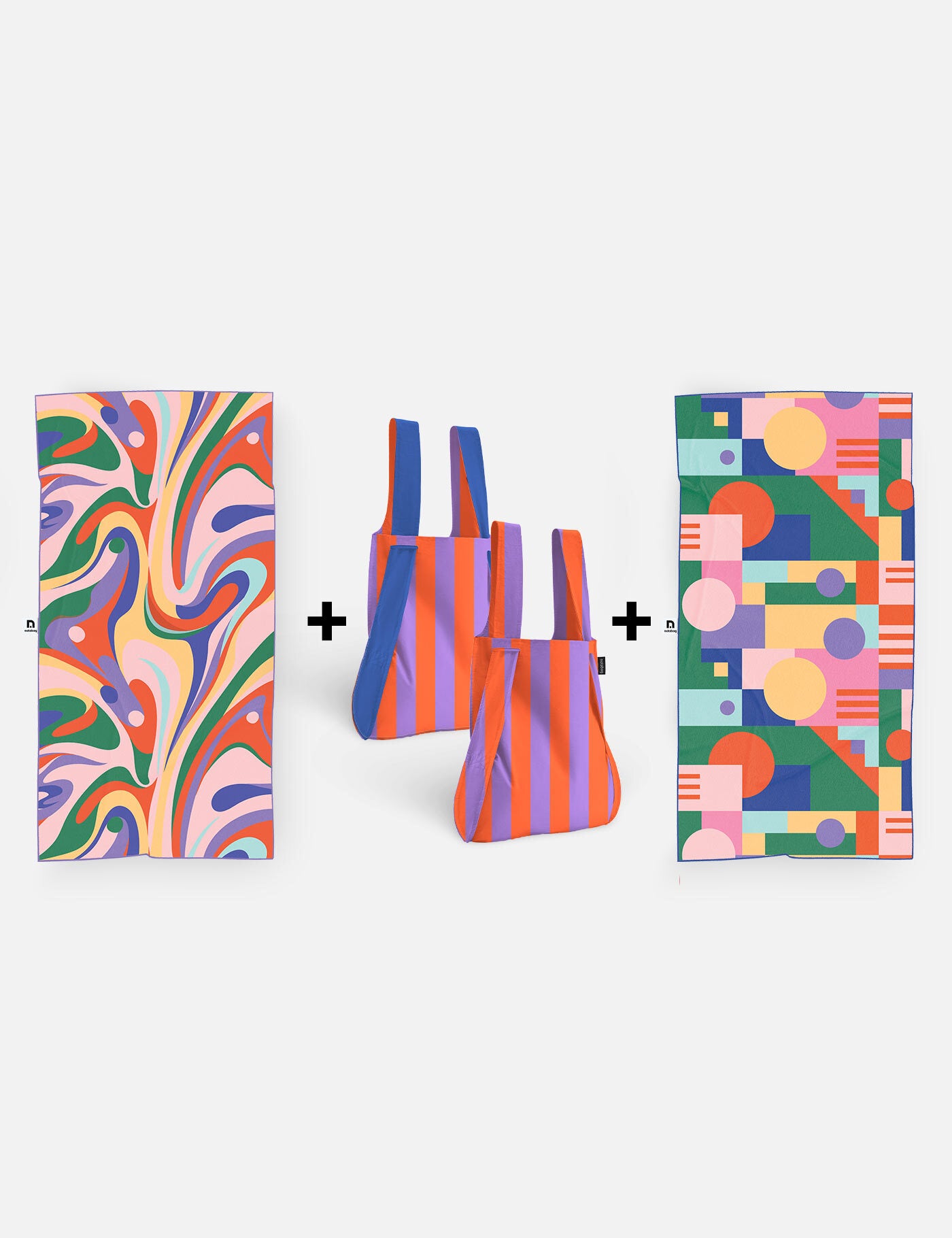 Towel + Original Bundle: Towel - Geoplay & Flow and Original - Royal Stripes & Red Purple Stripes