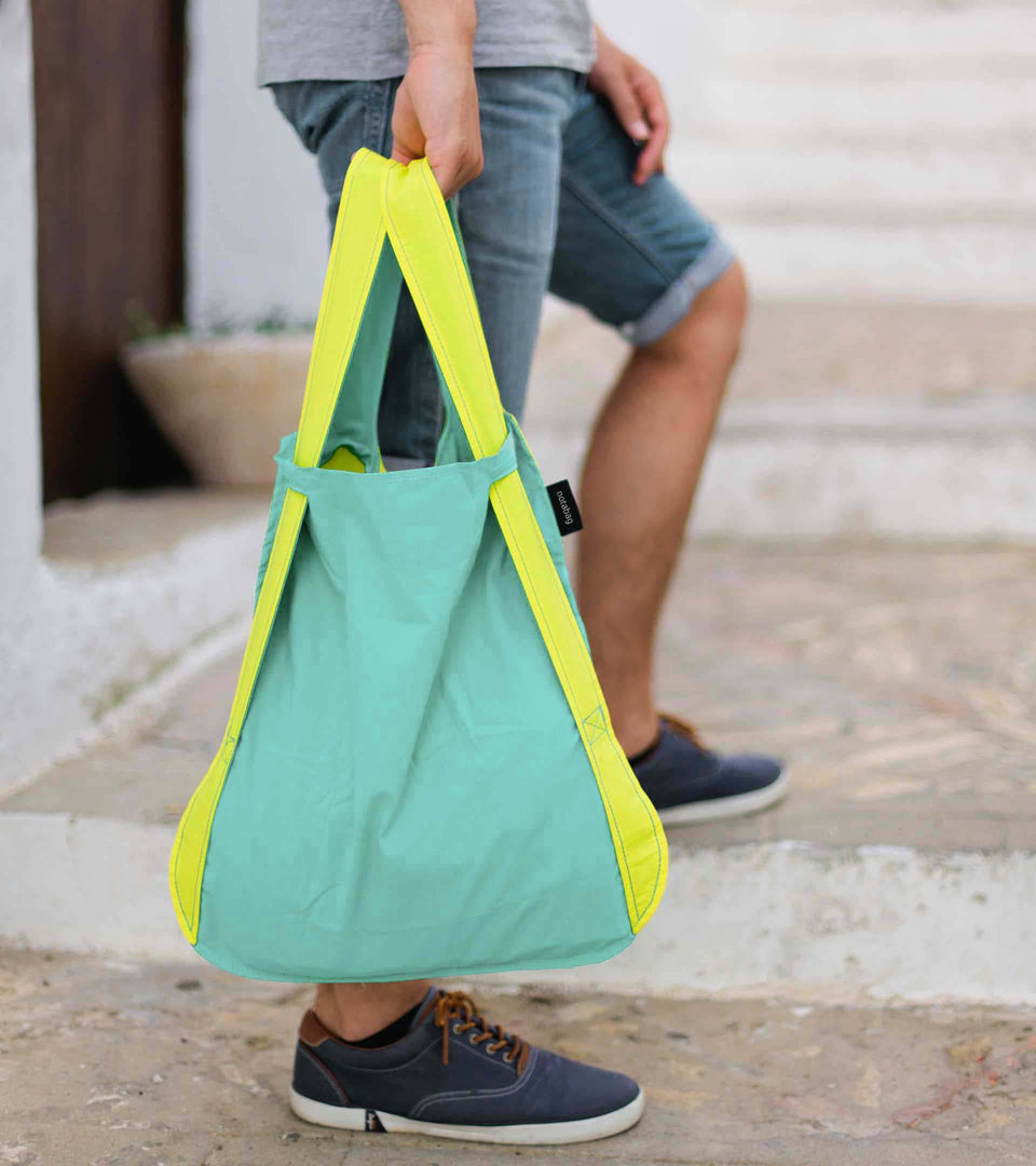 Notabag – Yellow/Mint - Notabag - convertible bag - bag & backpack - reusable bag